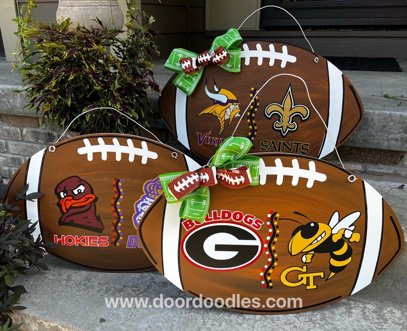 Full size (door hanger) House divided football front door decoration - Cincinnati Bengals and Los Angeles Rams