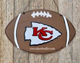 Ships Now! Kansas City Chiefs football KC Arrowhead door hanger hang decoration ornament wreath NFL