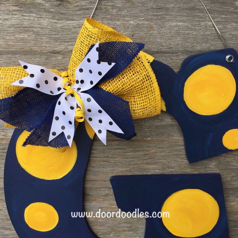 Letter Initial Last Name Surname Front door decoration hanging dotty polka dots