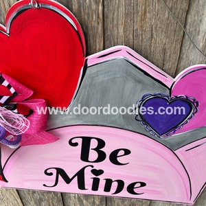 Ships Now Valentine's Day door hanger be mine envelope red pink wood wooden sign Valentine Valentines February 14 wreath decoration image 8