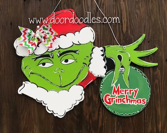 green monster hand face ornament personalized custom front door hanger