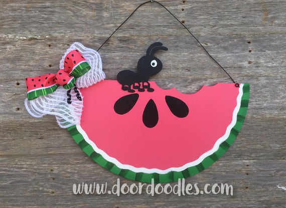 Watermelon with Ant Door Hanger Ant Door Hanger Summer Door Hanger Watermelon Wreath