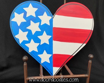 Patriotic heart flag Wreath attachment