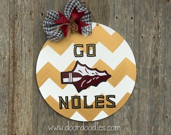 Florida Seminoles door ornament GO NOLES front door hanger sign wreath