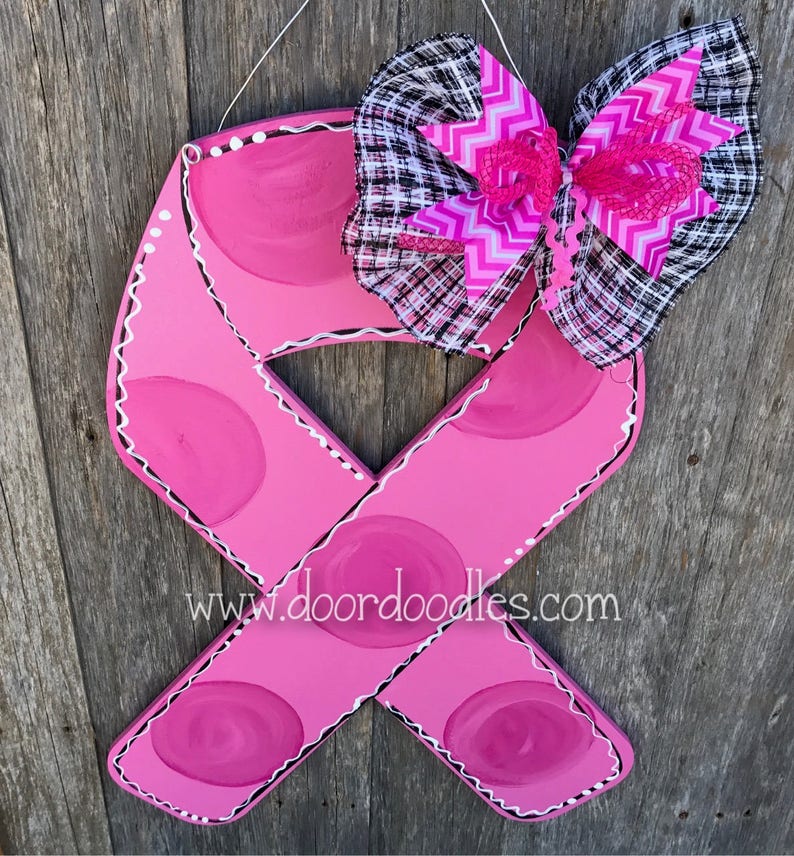 Pink Ribbon Breast Cancer Awareness Front Door Hanger Hang | Etsy