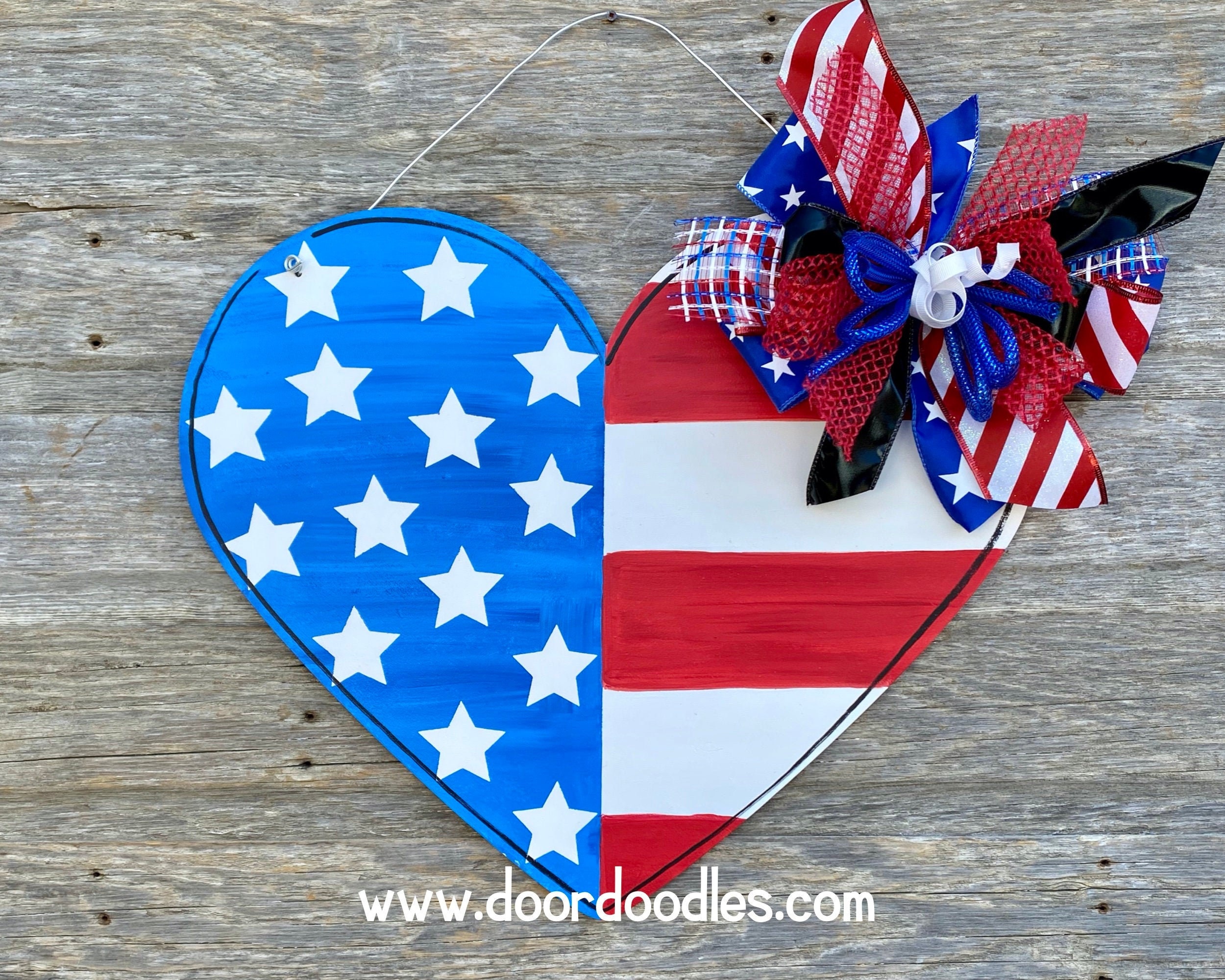 Red Heart Shaped USA Patriotic Hanging Decoration