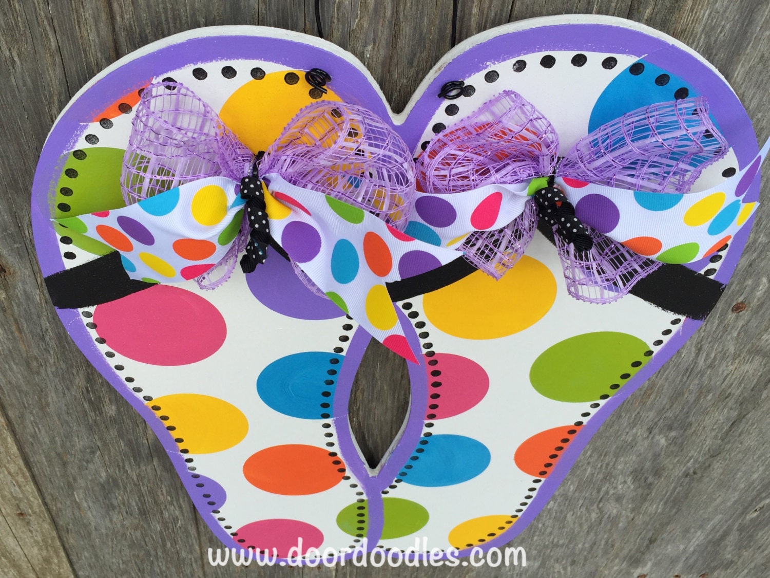 Polka Dot Pair of Flip Flops Door Decoration Hanger Decor SUMMER Front ...