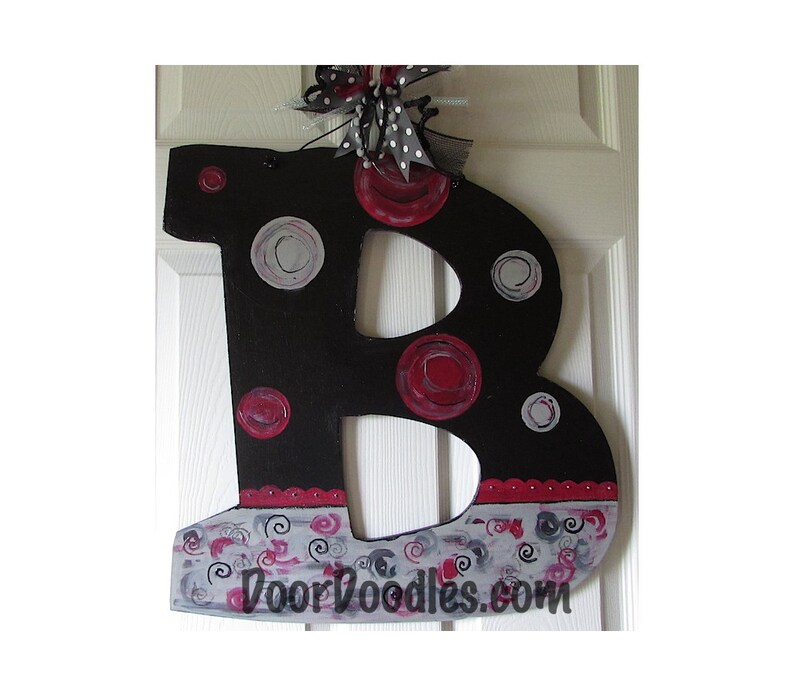 Letter Initial Last Name Surname Front door decoration hanging dotty polka dots