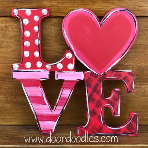 Ships Now! LOVE Valentine's Day wreath attachment or garland accent front door wood wooden