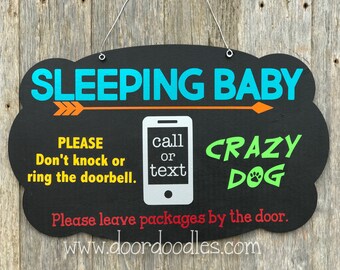 Bebe Qui Dort Ne Sonne Pas A La Porte Dentree Panneau Etsy Canada
