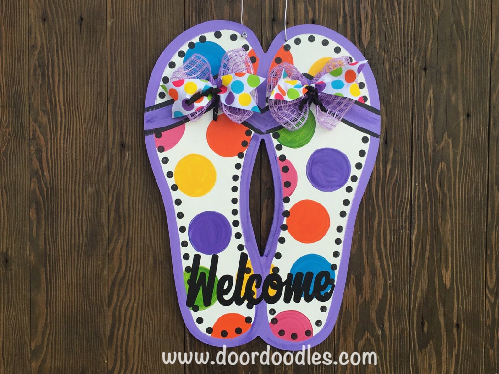Polka Dot Pair of Flip Flops Door Decoration Hanger Decor SUMMER Front ...