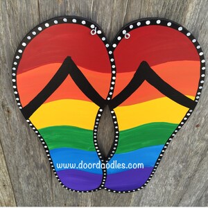 Rainbow Flip Flops Door Decoration Hanger Decor SUMMER Front Door Decor ...