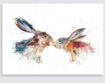 Download Rabbit Kissing Art Etsy