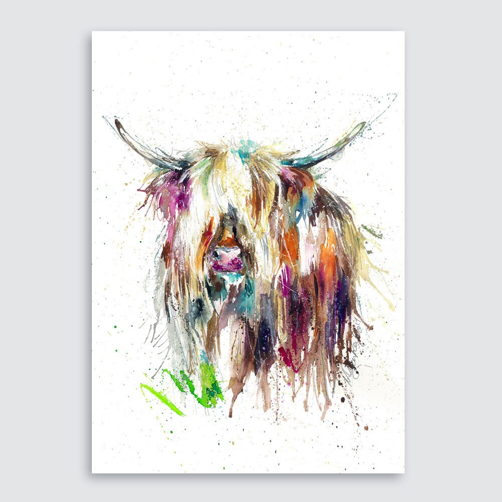 A4 Highland Cow Print Highland Cow Highlands Watercolour Cow Etsy UK