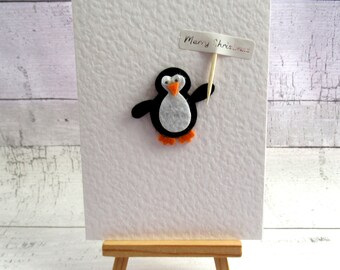 Weihnachtskarte Für Sohn & Schwiegertochter – Niedliche Pinguine, 23 X 15 Cm, Mit Umschlag