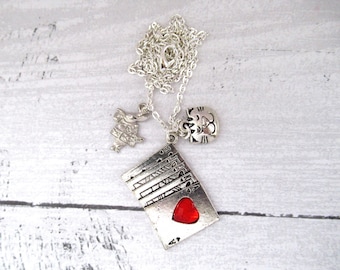 Alice in Wonderland themed charm pendant necklace