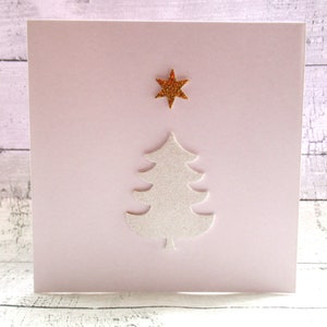 Pack of Two Glittered White Christmas Tree  Xmas Cards