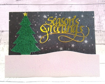 Pack of Three Seasons Greetings Winter Scene Stepper Christmas Cards