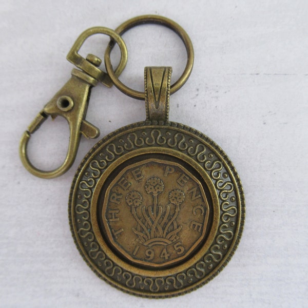 Outlander Vintage 1945 Threepenny Coin Keychain/Handbag Charm