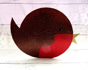 Glitter Robin Christmas Card