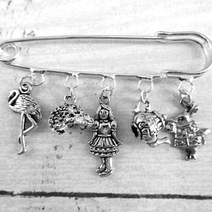 Alice in Wonderland Themed Kilt Pin Charm Brooch