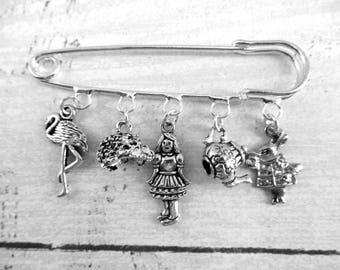 Alice in Wonderland Themed Kilt Pin Charm Brooch