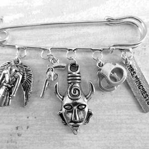 Supernatural themed kilt pin charm brooch