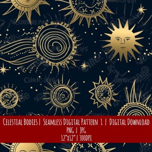 Corps célestes, planètes, soleil dans un style dessiné à la main - motif numérique sans couture. BOHO. Éclectique. Décor de ferme. Motif répétitif. Imprimable