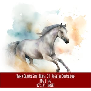 Cheval dans un style dessiné à la main | Art équin | Téléchargement numérique | Illustration | Décoration murale | Clipart | Cadeau pour les amoureux des chevaux | Aquarelle