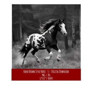 Cheval dans un style dessiné à la main | Art équin | Téléchargement numérique | Illustration | Décoration murale | Clipart | Cadeau pour les amoureux des chevaux | Aquarelle