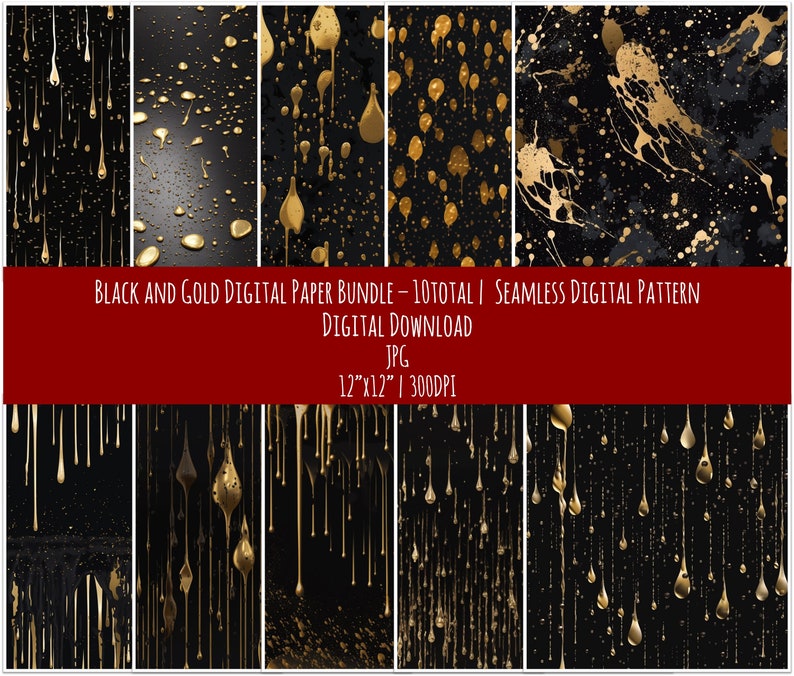 Black and Gold Art Deco Seamless Pattern: Scrapbook Paper (Digital Download), photo 1 of 10