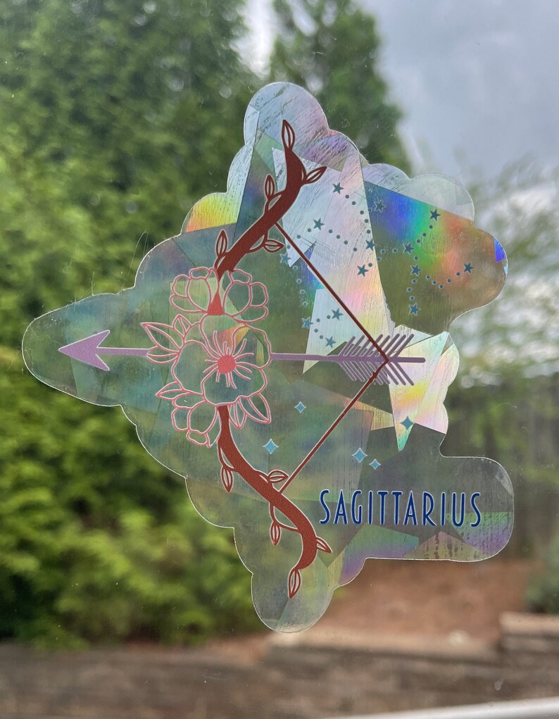 Sagittarius Suncatcher: Holographic Rainbow Window Sticker, photo 1 of 9