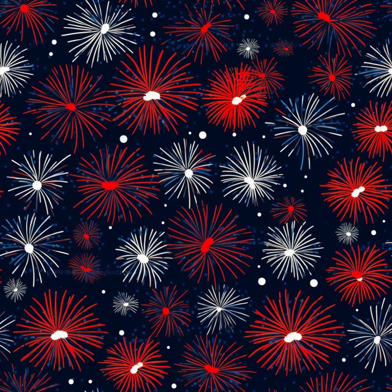 Patriotic July 4 Memorial Day Seamless Digital Pattern. BOHO. Eclectic. Farmhouse Decor…, photo 2 of 2