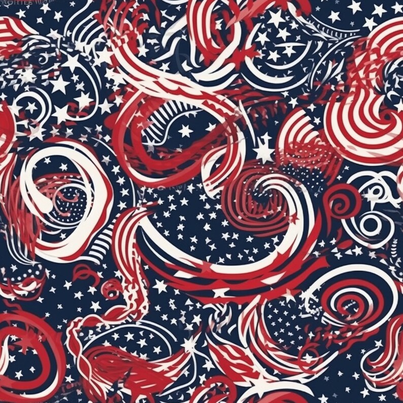 Patriotic Stars & Stripes Seamless Pattern: July 4th, Memorial Day (Digital Download), photo 2 of 2