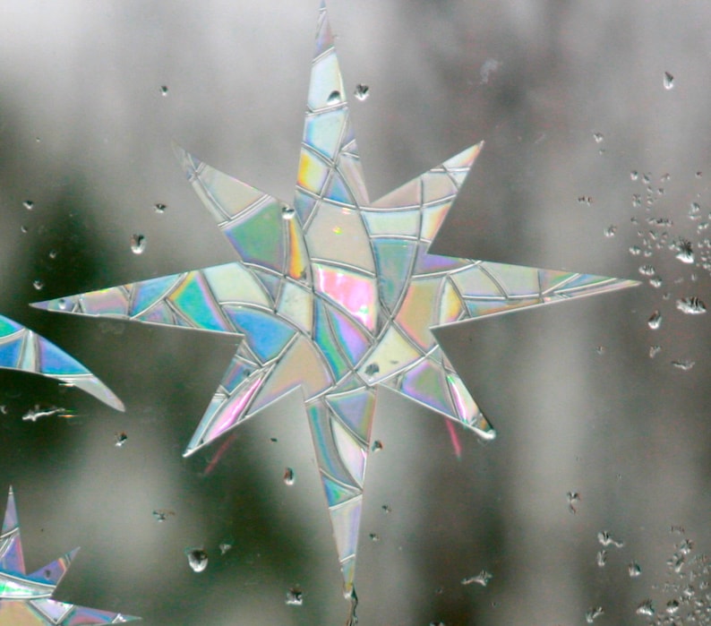 Moon and Stars Window Clings: Rainbow Prism Suncatcher Decals, photo 5 of 10