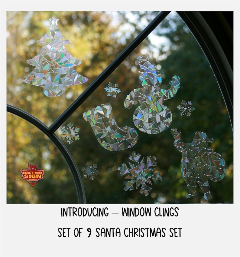 Santa Snowman Christmas Tree & More Shaped Window Clings. Sun Catcher. Rainbow Prism…, photo 1 of 10