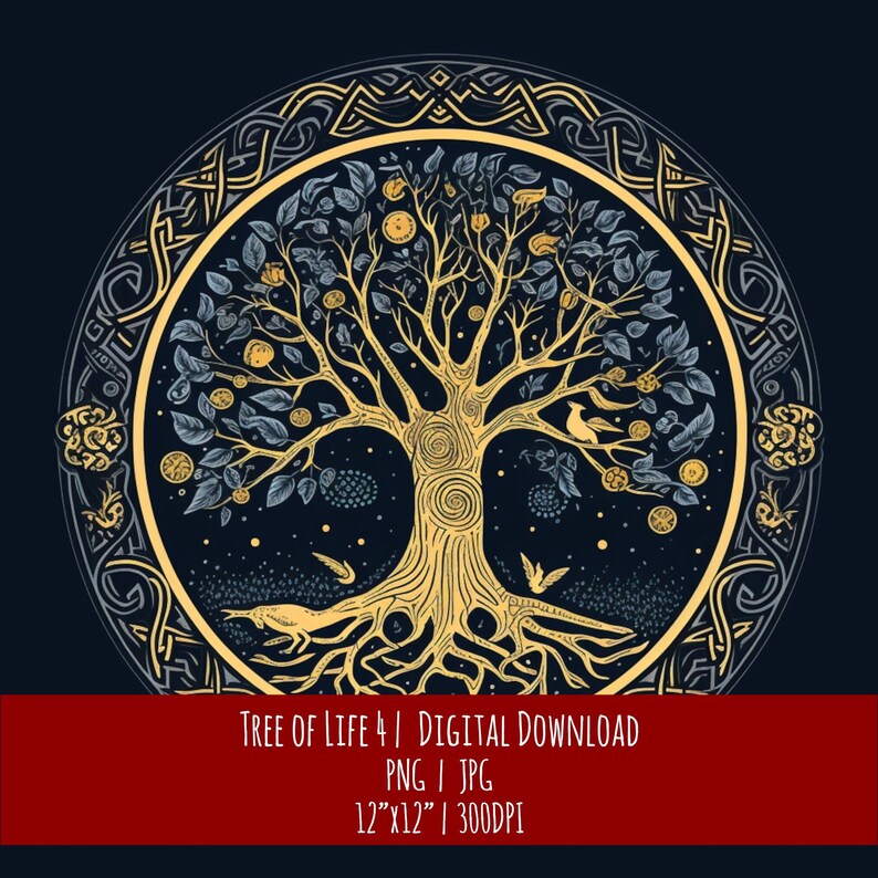 Celtic Tree of Life Art: Hand-Drawn Pagan Design (PNG JPG Digital Download), photo 1 of 2