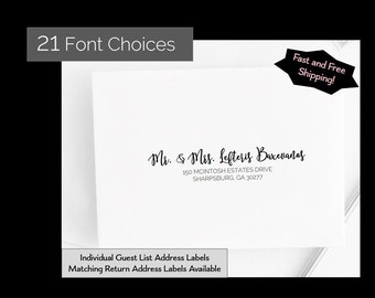 Guest /Recipient Address Labels for Weddings, Showers, Engagements, Graduation, Seating 3.5" x 1.125" Personalized Stickers in White & Clear