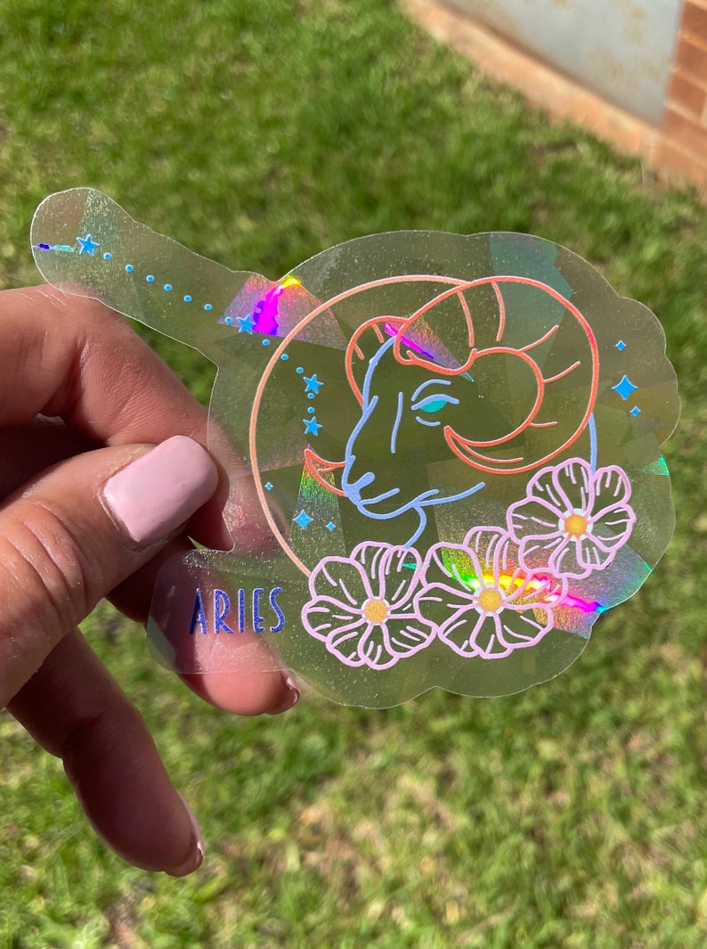 Aries Zodiac Suncatcher: Rainbow Window Sticker (4" Width), photo 1 of 9