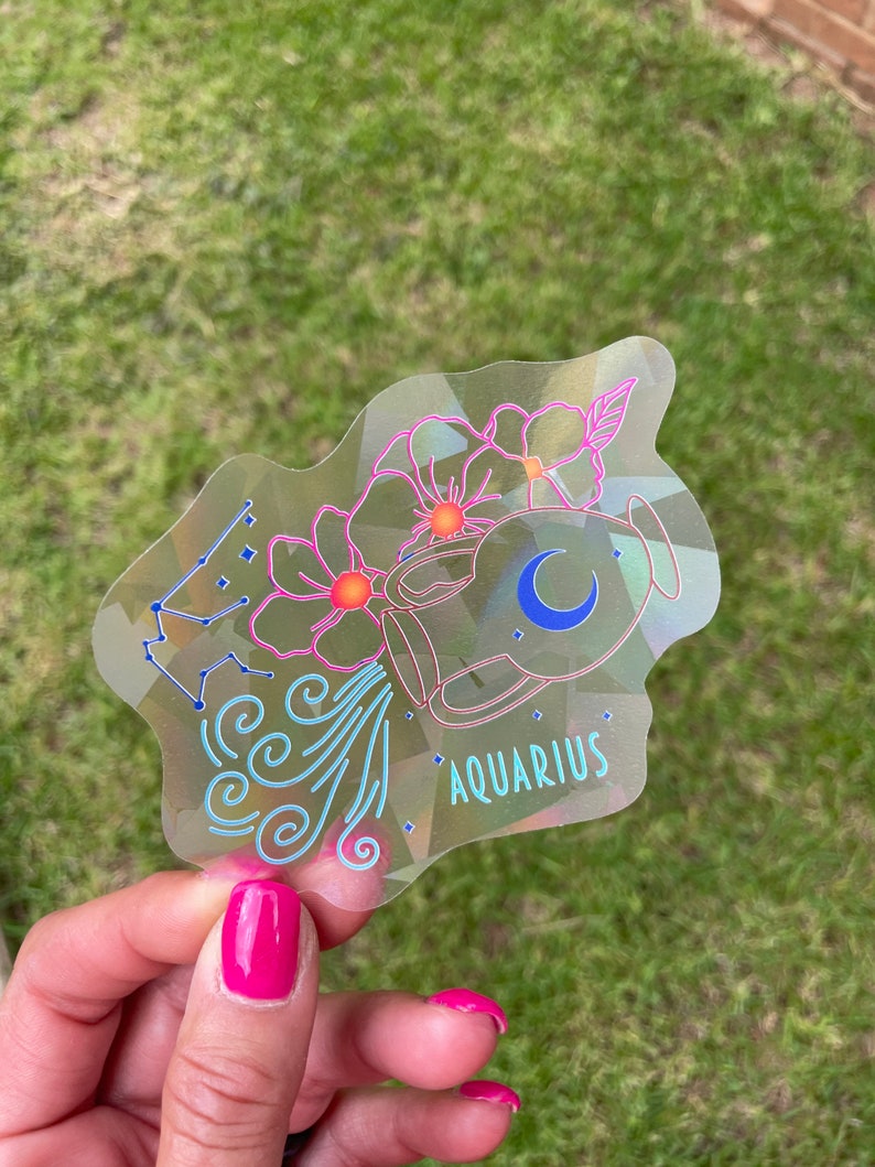 Aquarius Suncatcher: Holographic Rainbow Window Sticker, photo 5 of 10
