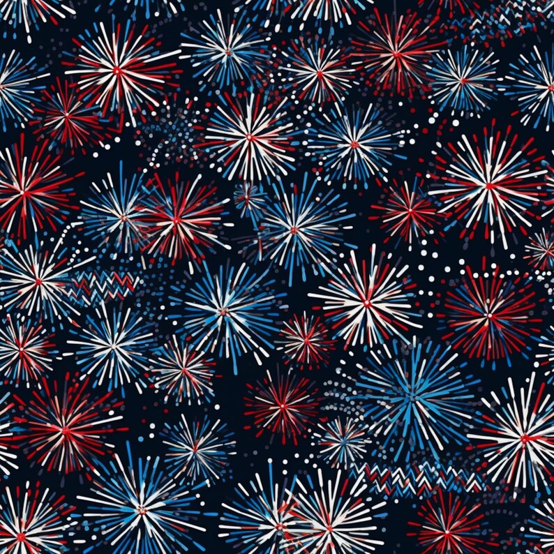 Patriotic July 4 Memorial Day Seamless Digital Pattern. BOHO. Eclectic. Farmhouse Decor…, photo 2 of 2