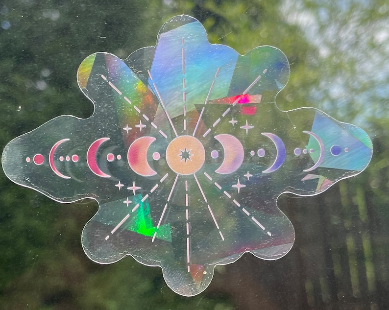 Moon Phase Suncatcher: 4" Prismatic Window Sticker, photo 4 of 7