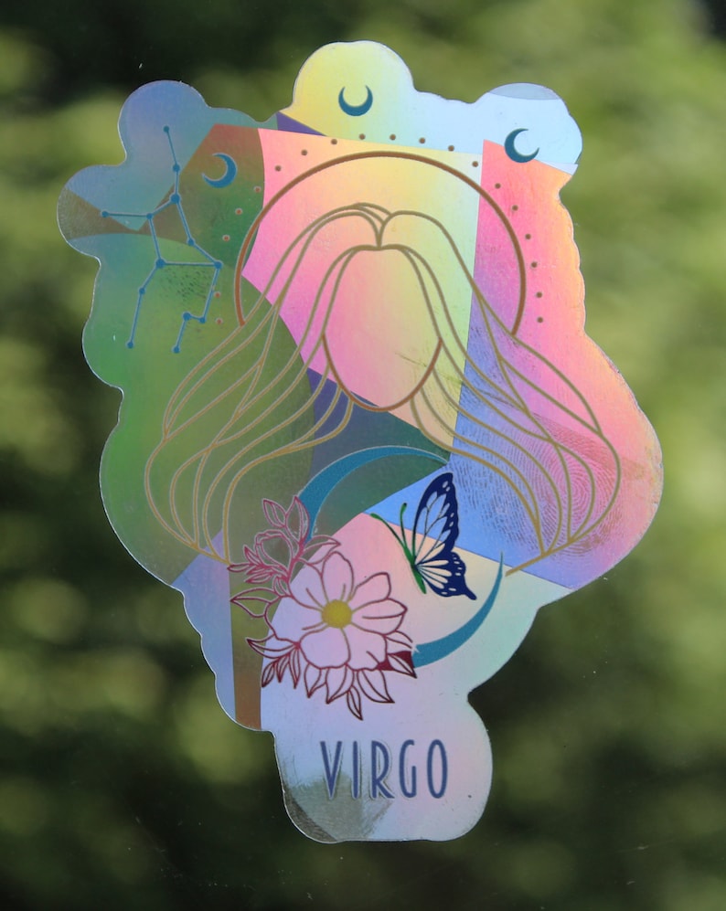 Virgo Suncatcher: Holographic Rainbow Window Sticker, photo 2 of 8