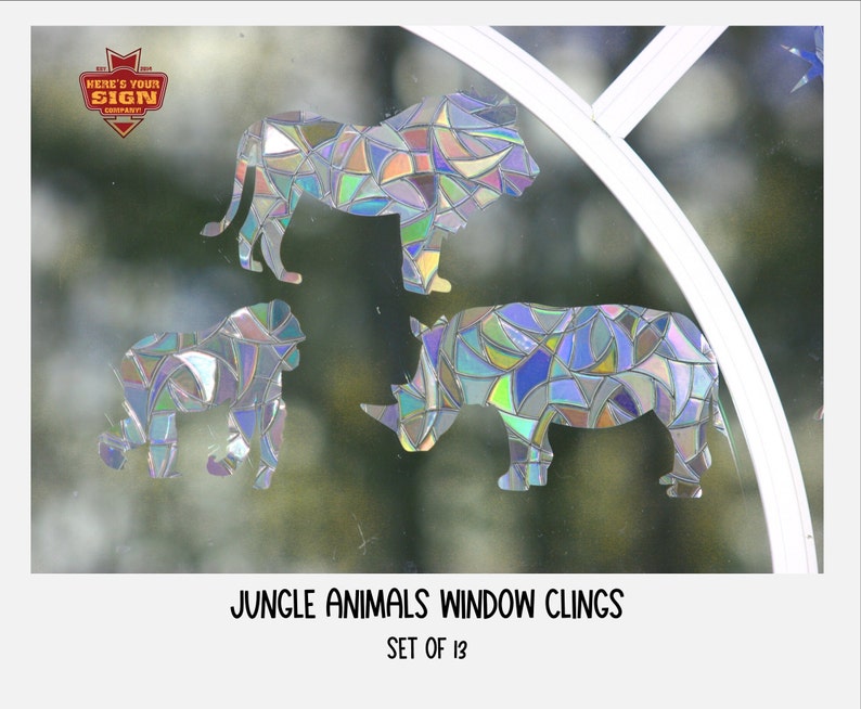 Jungle Animals Window Clings. Sun Catcher. Rainbow Prism Decoration. Static Window Cling…, photo 1 of 10