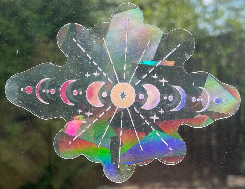 Moon Phase Suncatcher: 4" Prismatic Window Sticker, photo 1 of 7
