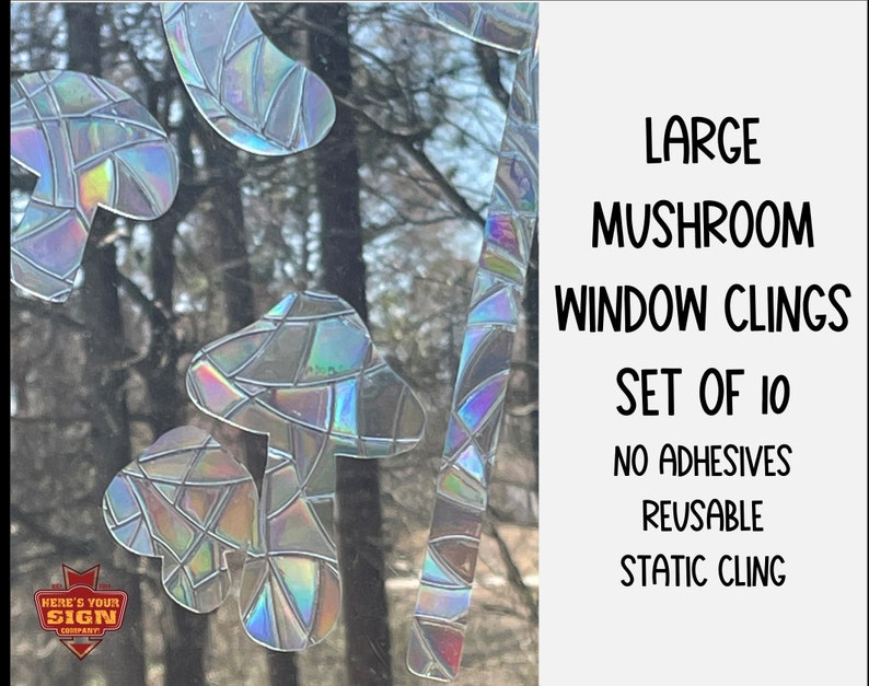 Mushroom Window Clings (Set of 10): Rainbow Prism Sun Catchers, photo 1 of 10