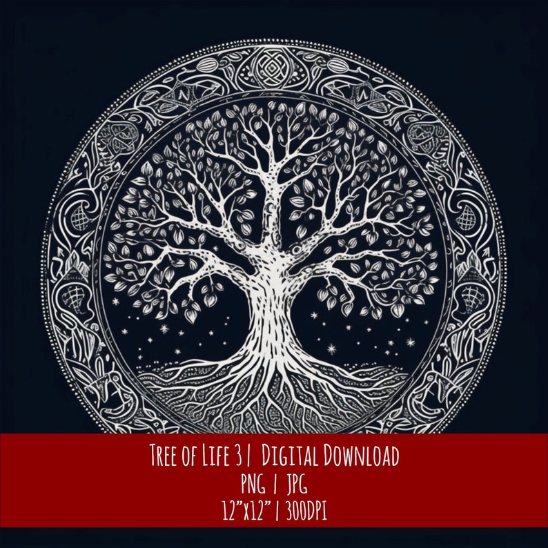 Celtic Tree of Life Art: Hand-Drawn Pagan Design (Digital Download), photo 1 of 2