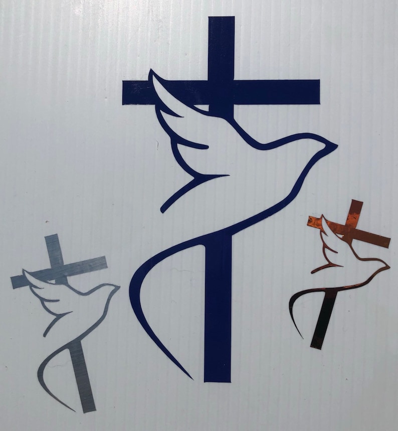 Cross with Dove Vinyl Decal Sticker - glossy, foil, and holographic colors for cars…, photo 3 of 7