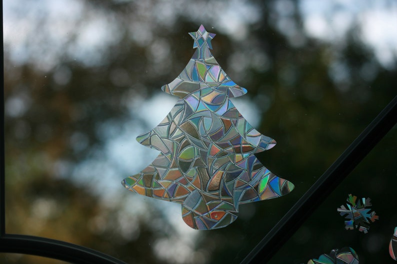 Santa Snowman Christmas Tree & More Shaped Window Clings. Sun Catcher. Rainbow Prism…, photo 3 of 10