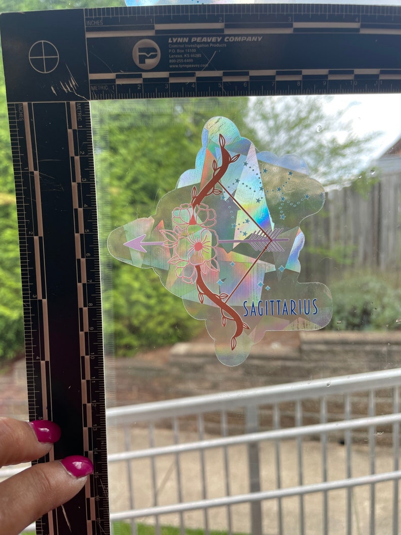 Sagittarius Suncatcher: Holographic Rainbow Window Sticker, photo 6 of 9